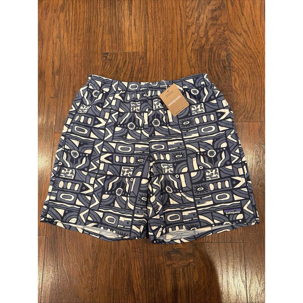 NWT Men's PATAGONIA Baggies Longs 7" Shorts New Visions, New Navy Size S - Picture 2 of 6